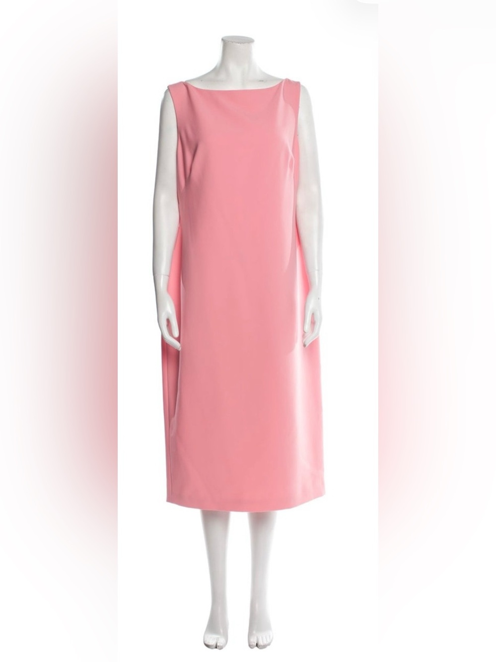 NWT Brandon Maxwell Flamingo Pink Bateau Neckline Sleeveless Midi Dress Sz 6